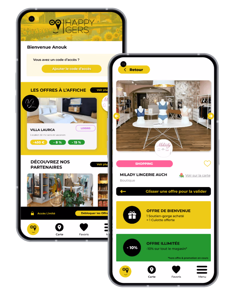 Application bons plans Gers Happy Gers